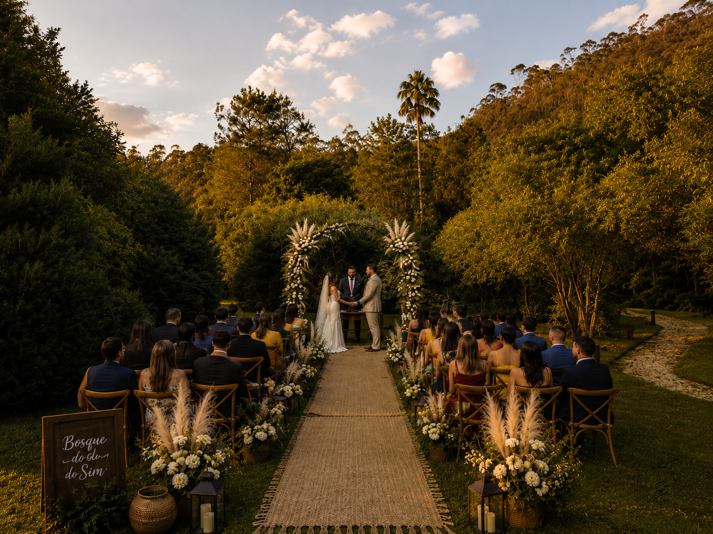 Cerimônia de casamento no bosque
