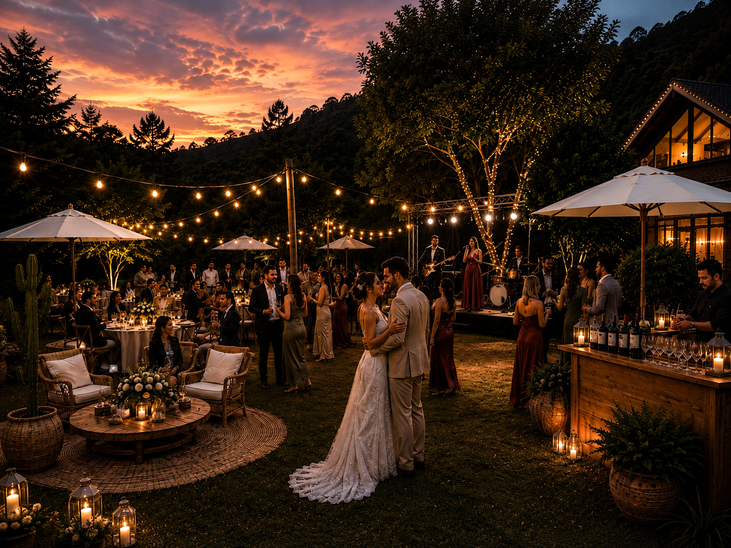 Celebração de casamento no jardim