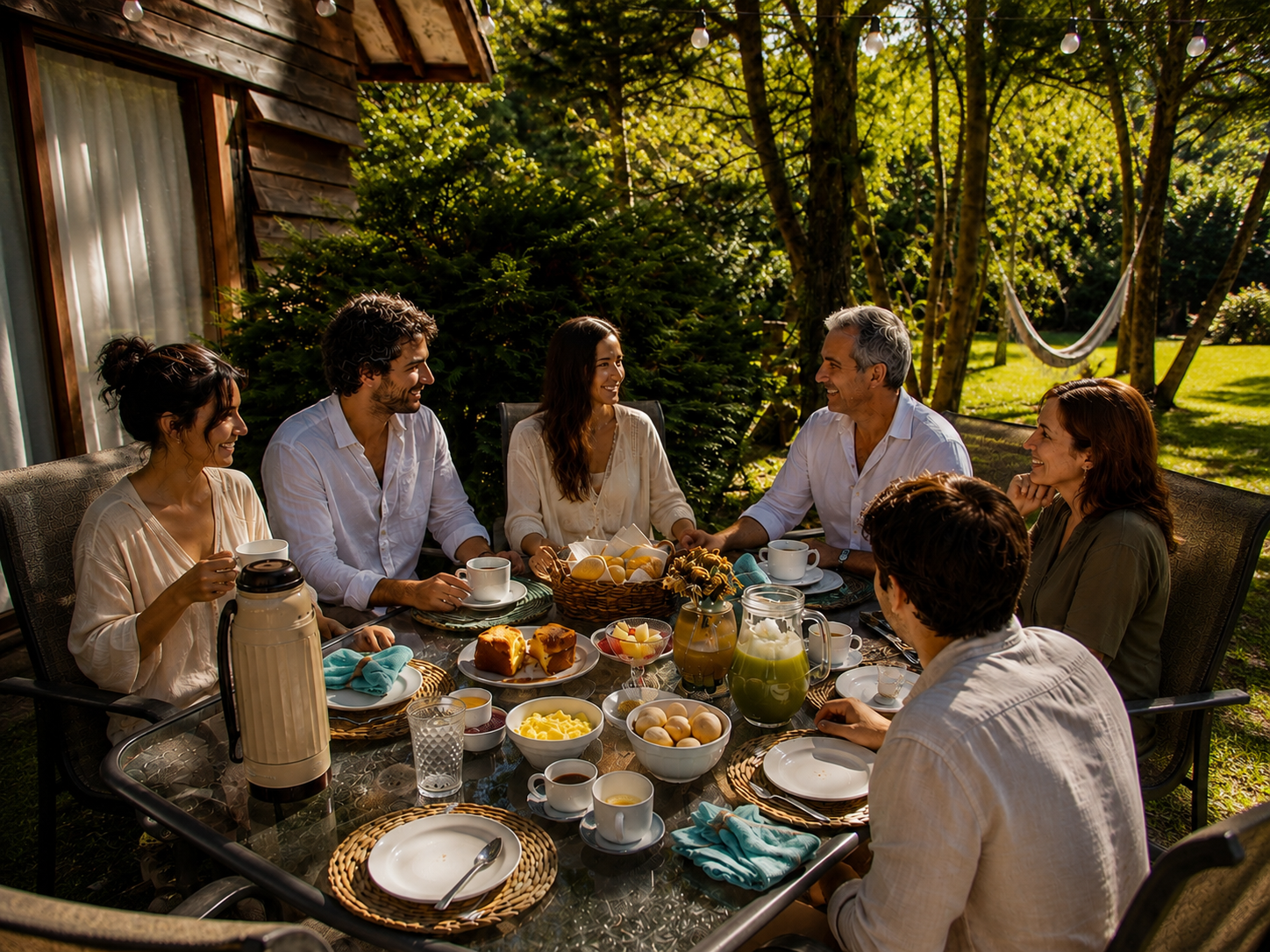 Café da manhã no jardim